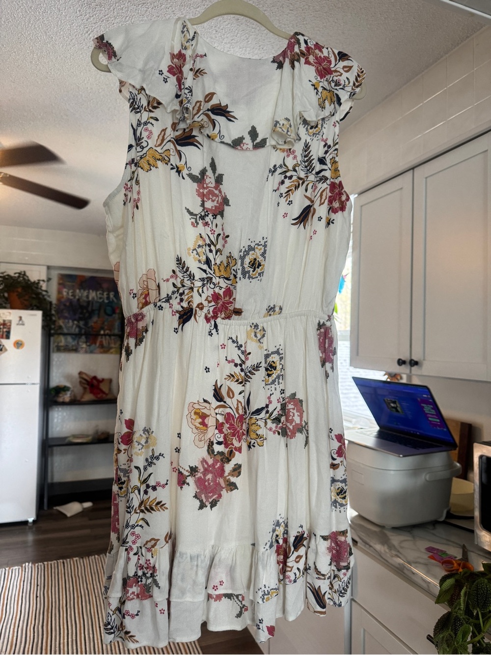 American Rag Cie Boho Floral Ruffle Mini Dress XXL - Picture 8 of 14